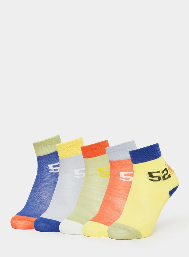 ستايلي طقم 5 جوارب مطبوعة بنمط كتل الألوان - Image 1